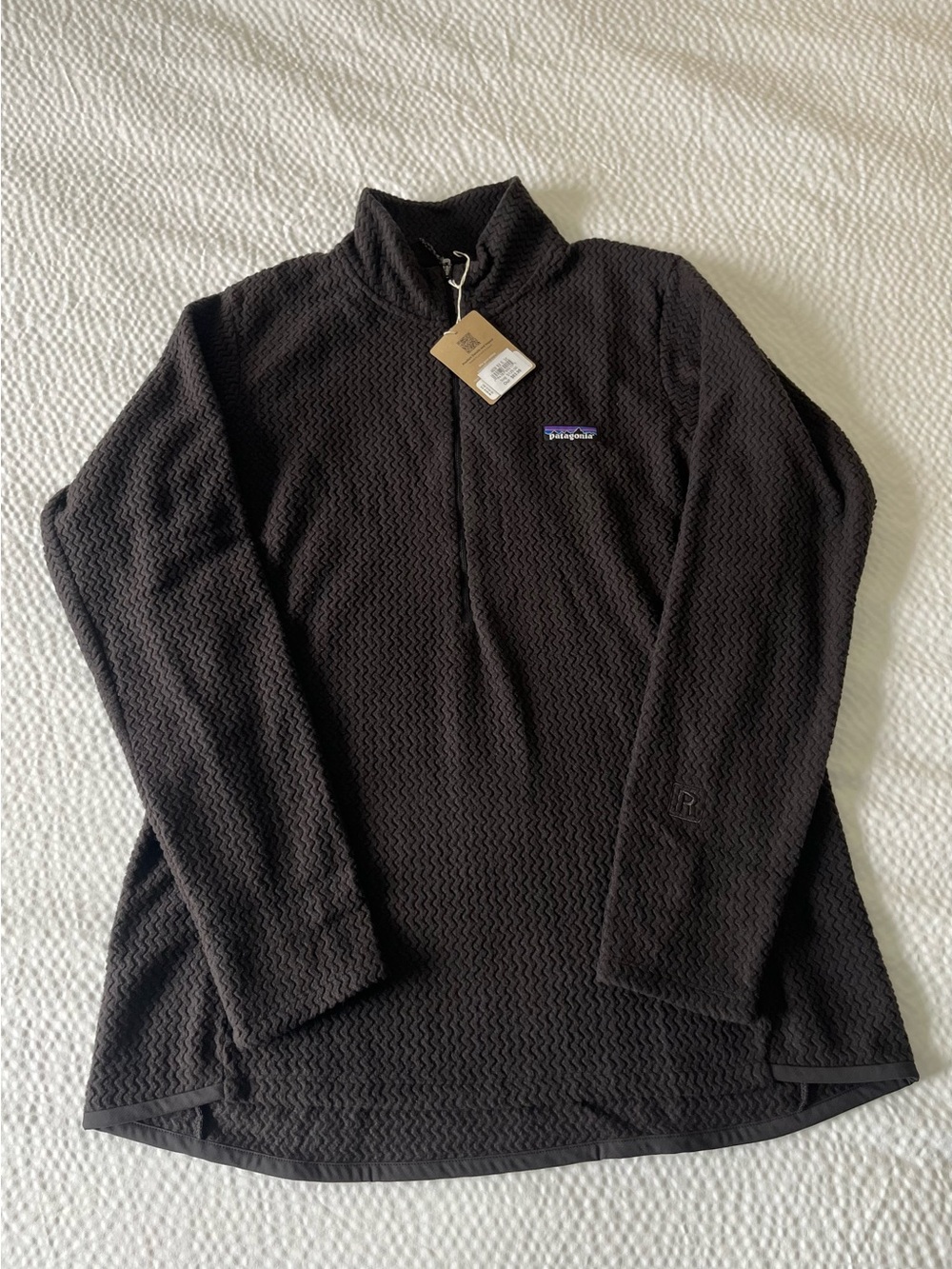 Patagonia Black Quarter-Zip Waffle Fleece Pullover